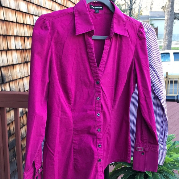 Express Raspberry button down shirt w buckle cuff - Picture 3 of 5